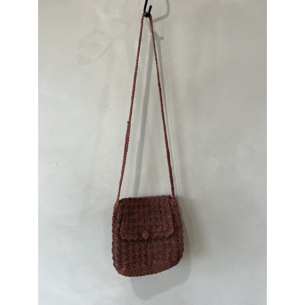 Raffia Straw Woven Bag Vintage Hastings & Smith Crossbody Pink Mauve Purse